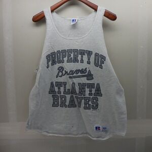 Vintage Russell Athletic Atlanta Braves Tank Top XL Gray 1995 Made in USA